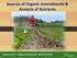 Sources of Organic Amendments & Analysis of Nutrients
