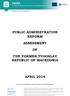 PUBLIC ADMINISTRATION REFORM ASSESSMENT THE FORMER YUGOSLAV REPUBLIC OF MACEDONIA APRIL 2014