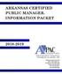ARKANSAS CERTIFIED PUBLIC MANAGER INFORMATION PACKET