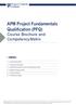 APM Project Fundamentals Qualification (PFQ) Course Brochure and Competency Matrix