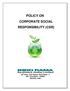 POLICY ON CORPORATE SOCIAL RESPONSIBILITY (CSR)