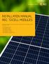 INSTALLATION MANUAL. Installation instructions for all REC Peak Energy 72 and REC TwinPeak 72 solar panels certified according to UL 1703:
