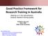 Good Practice Framework for Research Training in Australia