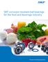 SKF corrosion resistant ball bearings for the food and beverage industry