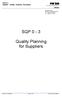 SQP 0-3. Quality Planning for Suppliers