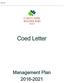 Coed Letter. Coed Letter. Management Plan