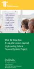 What We Know Now: A Look into Lessons Learned Implementing Federal Financial Systems Projects