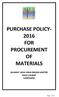 PURCHASE POLICY FOR PROCUREMENT OF MATERIALS