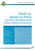 Speak up, Speak out Policy (formerly Whistleblowing) (Public Interest Disclosure)