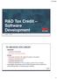 R&D Tax Credit Software Development