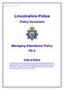 Lincolnshire Police. Policy Document. Managing Attendance Policy PD 6. Code of Ethics