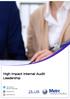High Impact Internal Audit Leadership. Contents are subject to change. For the latest updates visit