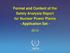 Format and Content of the Safety Analysis Report for Nuclear Power Plants - Application Set -