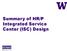 Summary of HR/P Integrated Service Center (ISC) Design