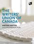 THE WRITERS UNION OF CANADA WRITERS MATTER STRATEGIC PLAN