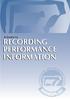 A Guide to RECORDING PERFORMANCE INFORMATION