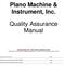 Plano Machine & Instrument, Inc. Quality Assurance Manual