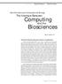 Computing. Biosciences. and the. Bioinformatics and Computational Biology: The Interface Between