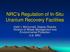 NRC s Regulation of In-Situ Uranium Recovery Facilities