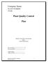 Plant Quality Control. Plan