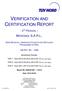 VERIFICATION AND CERTIFICATION REPORT