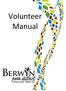 Berwyn Park District / Volunteer Manual VOLUNTEER MANUAL TABLE OF CONTENTS