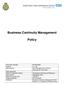 Business Continuity Management Plan. Policy