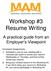Workshop #3 Resume Writing