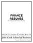 FINANCE RESUMES for Undergraduate Business Students