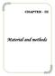 CHAPTER - III. Material and methods