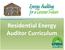 Residential Energy Auditor Curriculum