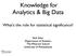 Knowledge for Analytics & Big Data