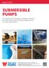 Submersible. Issue 2 / De-watering and Drainage, Sewage, Industrial and Agriculture. We have submersible pumps for every application.