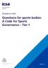Guidance note. Questions for sports bodies: A Code for Sports Governance Tier 1