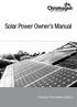 Solar Power Owner s Manual