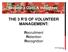 THE 3 R S OF VOLUNTEER MANAGEMENT: Recruitment Retention Recognition