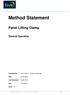 Method Statement. Panel Lifting Clamp. General Operation. John Trainor Products Manager. Date: Last Reviewed: