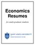 Economics Resumes. for undergraduate students