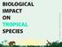 BIOLOGICAL IMPACT ON TROPICAL SPECIES. Nicole (Cheng) Chan \ ID #