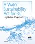 A Water Sustainability Act for B.C. Legislative Proposal