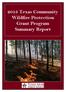 2013 Texas Community Wildfire Protection Grant Program Summary Report