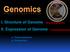 I. Structure of Genome Structural genomics II. Expression of Genome Functional genomics. a. Transcriptomics b. Proteomics