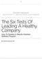 The Six Tests Of Leading A Healthy Company