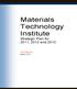 Materials Technology Institute Strategic Plan for 2011, 2012 and 2013