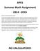 APES Summer Math Assignment
