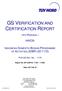 GS VERIFICATION AND CERTIFICATION REPORT