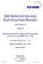 GS VERIFICATION AND CERTIFICATION REPORT