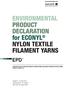ENVIRONMENTAL PRODUCT DECLARATION for ECONYL NYLON TEXTILE FILAMENT YARNS