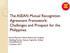 The ASEAN Mutual Recognition Agreement Framework: Challenges and Prospect for the Philippines