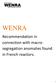 WENRA. Recommendation in. in French reactors.